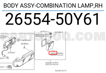 Nissan 2655450Y61 BODY ASSY-COMBINATION LAMP,RH