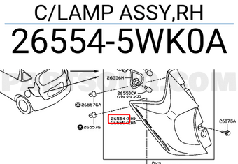 Nissan 265545WK0A C/LAMP ASSY,RH