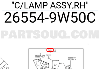 Nissan 265549W50C C/LAMP ASSY,RH