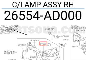 Nissan 26554AD000 C/LAMP ASSY RH