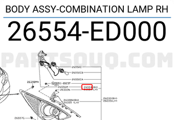Nissan 26554ED000 BODY ASSY-COMBINATION LAMP RH