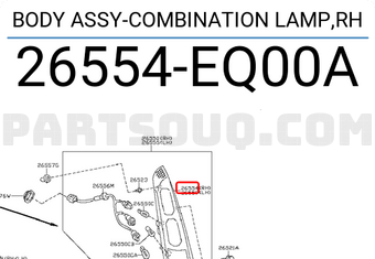 Nissan 26554EQ00A BODY ASSY-COMBINATION LAMP,RH