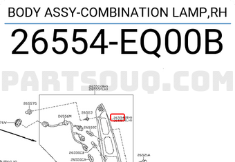 Nissan 26554EQ00B BODY ASSY-COMBINATION LAMP,RH