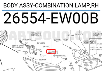 Nissan 26554EW00B BODY ASSY-COMBINATION LAMP,RH