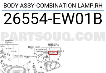 Nissan 26554EW01B BODY ASSY-COMBINATION LAMP,RH