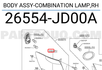 Nissan 26554JD00A BODY ASSY-COMBINATION LAMP,RH