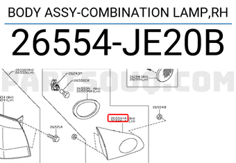 Nissan 26554JE20B BODY ASSY-COMBINATION LAMP,RH