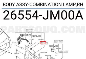 Nissan 26554JM00A BODY ASSY-COMBINATION LAMP,RH