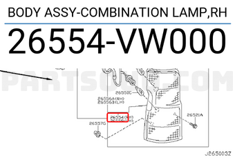 Nissan 26554VW000 BODY ASSY-COMBINATION LAMP,RH
