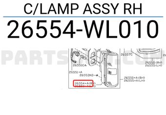 Nissan 26554WL010 C/LAMP ASSY RH