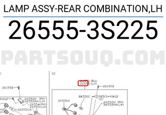 Nissan 265553S225 LAMP ASSY-REAR COMBINATION,LH