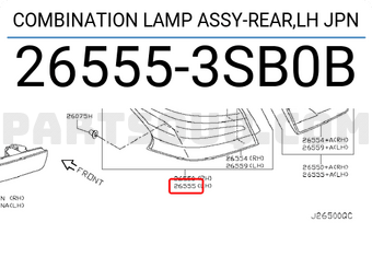Nissan 265553SB0B COMBINATION LAMP ASSY-REAR,LH JPN