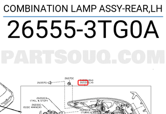 Nissan 265553TG0A COMBINATION LAMP ASSY-REAR,LH