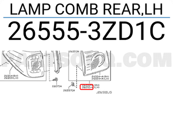 Nissan 265553ZD1C LAMP COMB REAR,LH