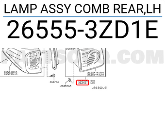 Nissan 265553ZD1E LAMP ASSY COMB REAR,LH