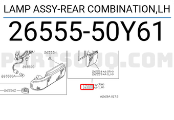 Nissan 2655550Y61 LAMP ASSY-REAR COMBINATION,LH