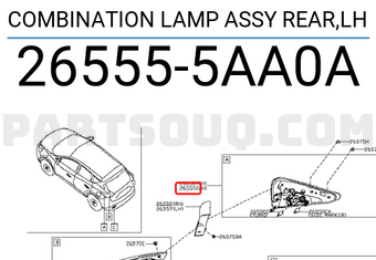 Nissan 265555AA0A COMBINATION LAMP ASSY REAR,LH