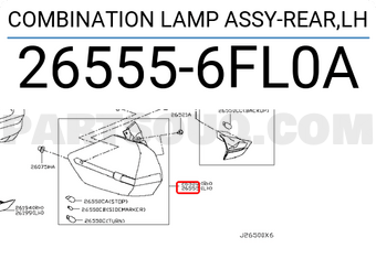 Nissan 265556FL0A COMBINATION LAMP ASSY-REAR,LH