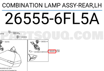 Nissan 265556FL5A COMBINATION LAMP ASSY-REAR,LH