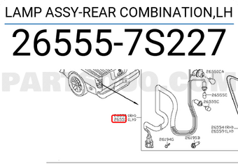Nissan 265557S227 LAMP ASSY-REAR COMBINATION,LH