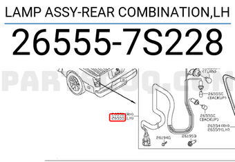 Nissan 265557S228 LAMP ASSY-REAR COMBINATION,LH