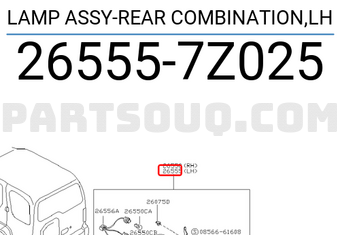 Nissan 265557Z025 LAMP ASSY-REAR COMBINATION,LH