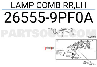 Nissan 265559PF0A LAMP COMB RR,LH