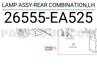 Nissan 26555EA525 LAMP ASSY-REAR COMBINATION,LH