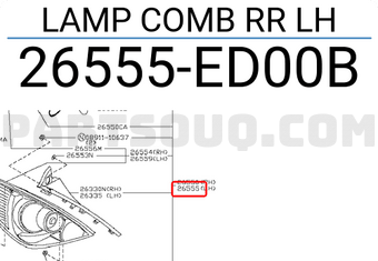 Nissan 26555ED00B LAMP COMB RR LH