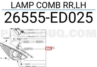 Nissan 26555ED025 LAMP COMB RR,LH