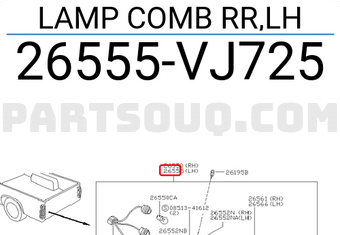 Nissan 26555VJ725 LAMP COMB RR,LH