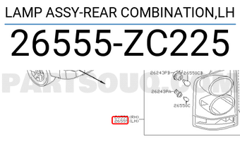 Nissan 26555ZC225 LAMP ASSY-REAR COMBINATION,LH
