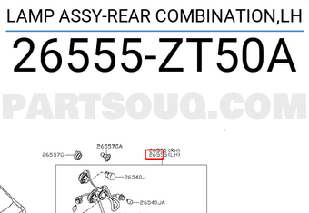 Nissan 26555ZT50A LAMP ASSY-REAR COMBINATION,LH