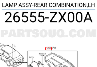 Nissan 26555ZX00A LAMP ASSY-REAR COMBINATION,LH