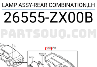 Nissan 26555ZX00B LAMP ASSY-REAR COMBINATION,LH