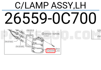 Nissan 265590C700 C/LAMP ASSY,LH