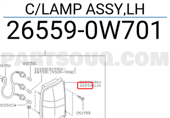 Nissan 265590W701 C/LAMP ASSY,LH