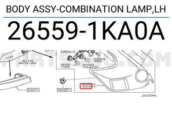 Nissan 265591KA0A BODY ASSY-COMBINATION LAMP,LH