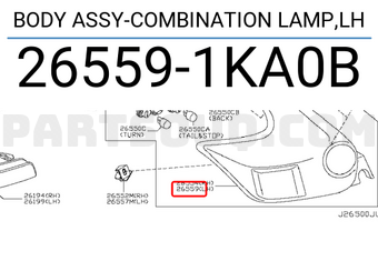 Nissan 265591KA0B BODY ASSY-COMBINATION LAMP,LH