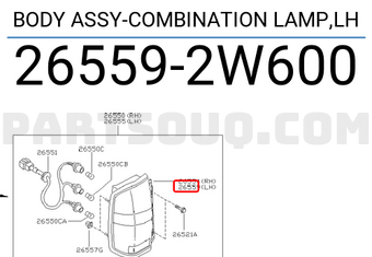 Nissan 265592W600 BODY ASSY-COMBINATION LAMP,LH