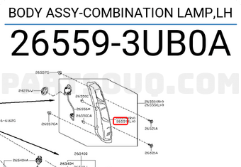 Nissan 265593UB0A BODY ASSY-COMBINATION LAMP,LH