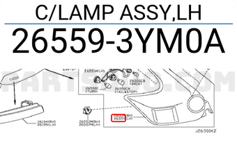 Nissan 265593YM0A C/LAMP ASSY,LH