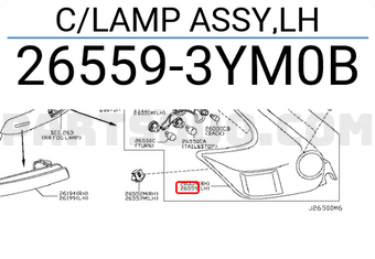 Nissan 265593YM0B C/LAMP ASSY,LH