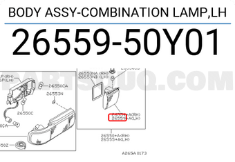 Nissan 2655950Y01 BODY ASSY-COMBINATION LAMP,LH