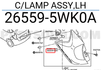 Nissan 265595WK0A C/LAMP ASSY,LH