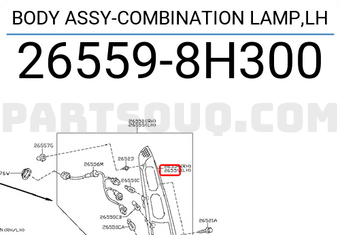 Nissan 265598H300 BODY ASSY-COMBINATION LAMP,LH