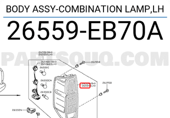 Nissan 26559EB70A BODY ASSY-COMBINATION LAMP,LH