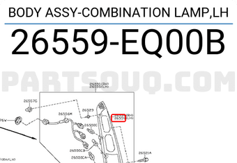 Nissan 26559EQ00B BODY ASSY-COMBINATION LAMP,LH