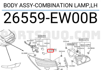 Nissan 26559EW00B BODY ASSY-COMBINATION LAMP,LH
