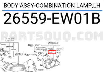 Nissan 26559EW01B BODY ASSY-COMBINATION LAMP,LH